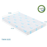 OUUI 5 Inch Twin Mattress for Kids, Removable Washable Cover with Whales Pattern Cooling Memory Foam Medium Feel, Bed-in-a-Box, CertiPUR-US Certified, Twin, White/Blue OUUI
