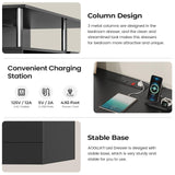 AOGLLATI Black Dresser for Bedroom with Charging Station, Bedroom Dressers with 4 Drawer, Dressers & Chests of Drawers with Column Design,Modern Led Wide Dresser for Living Room, Black AOGLLATI