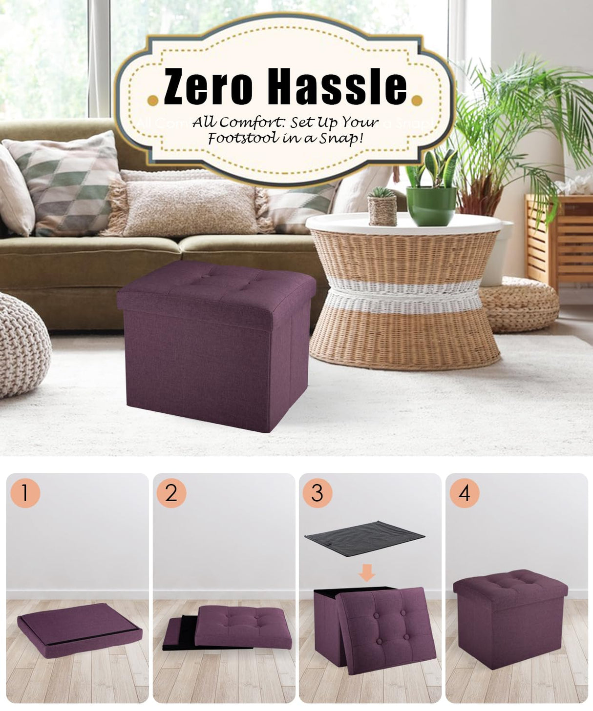 Docvania Ottoman Storage Ottoman Foot Rest Stool Foldable Bench with Storage Student Dormitory Bedroom and Entryway Storage 17 X 13 X 13 Docvania