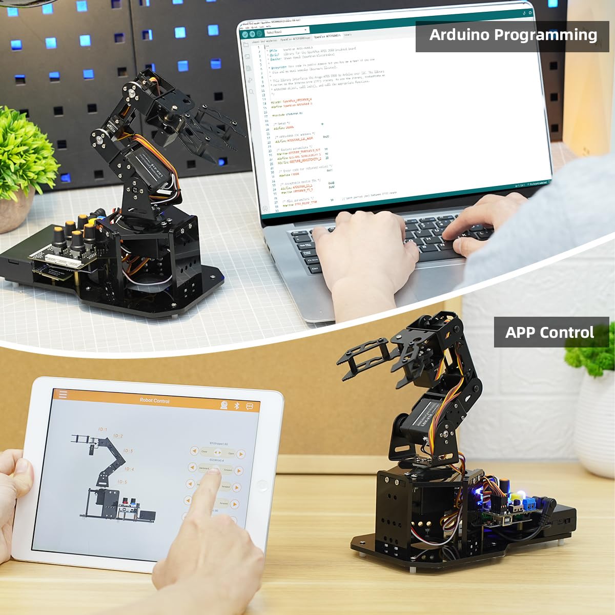 Robotic Arm with Arduino 5DOF/Axis AI Smart Robot Arm Open Source STEM Educational Building Robotics & Engineering Kits, Science/Coding/Programming Set, miniArm Standard Kit LewanSoul