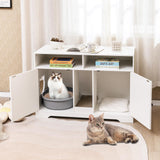 Tangkula Double Litter Box Enclosure, 43 Inch Hidden Litter Box Furniture with Shelves, Removable Scratching Board, 2 Sisal Mats, Large Enclosed Cat Box Enclosure for 2 Cats (White) Tangkula