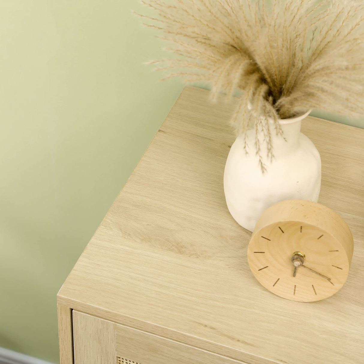 HOMCOM Accent Cabinet, Sideboard Buffet Cabinet with Rattan Doors, Adjustable Shelf and Metal Base, Boho Storage Cabinet for Living Room, Kitchen, Natural HOMCOM