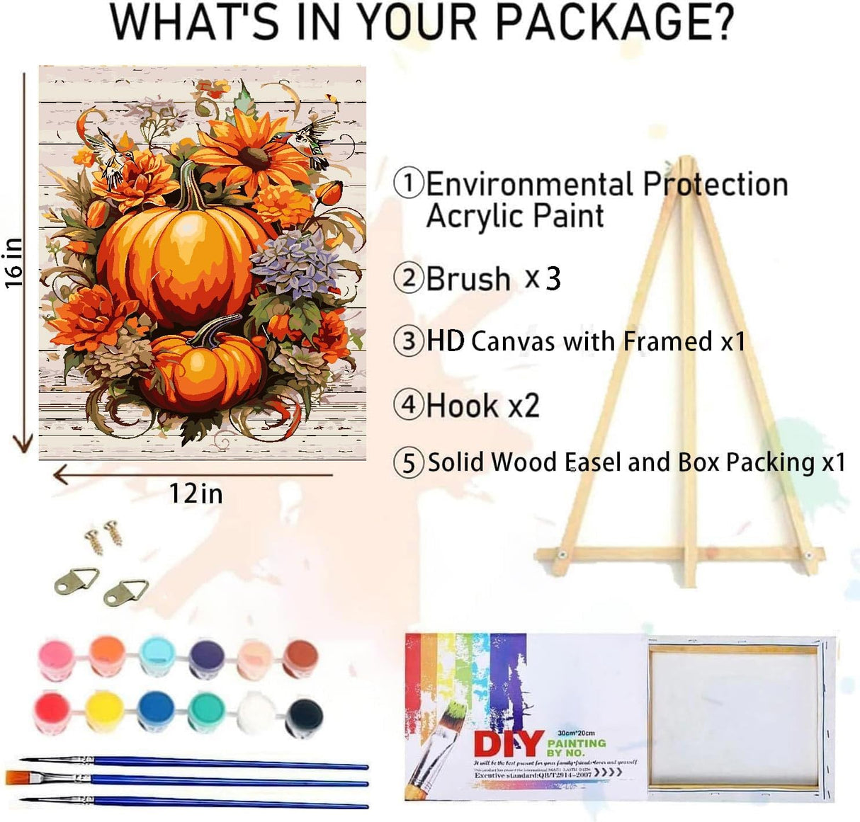 Fall Paint by Numbers for Adults with Framed Canvas-with Wooden Easel,Paint by Numbers Kits Framed Canvas,DIY Acrylic Oil Painting Kits with Brushes Nice Gift Box for Home Wall Decor(12x16 Inch) MIRCVSH