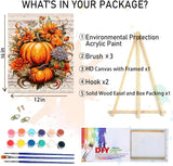 Fall Paint by Numbers for Adults with Framed Canvas-with Wooden Easel,Paint by Numbers Kits Framed Canvas,DIY Acrylic Oil Painting Kits with Brushes Nice Gift Box for Home Wall Decor(12x16 Inch) MIRCVSH
