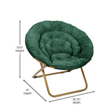 Flash Furniture Gwen Oversize Folding Saucer Chair - Emerald Faux Fur Moon Chair - Soft Gold Metal Frame - 38" Portable Folding Chair - for Dorm and Bedroom Flash Furniture