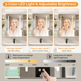 VINGLI 36Inch Medicine Cabinet with Lights, Lighted Medicine Cabinet with Mirror, Bathroom Vanity Mirror with Storage,Wall Mounted Anti-Fog Dimmable Light and Color Adjustment,5.9" D x 36" W x 24" H VINGLI