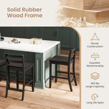 COSTWAY Wooden Bar Stools Set of 2, 24-Inch Counter Height Stools with Ergonomic Backrest & Footrest, Farmhouse High Dining Chairs for Kitchen COSTWAY