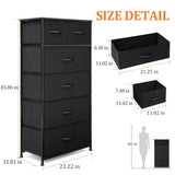 VredHom Fabric Dresser for Bedroom, Tall Skinny Dresser with 6 Drawers, Storage Organizer Tower, Steel Frame Wooden Top for Closet, Living Room, Hallway, Nursery(Black) VredHom
