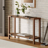 Modern Farmhouse Entryway Table - Skinny Console Table with Storage & Metal Details – Behind Couch Sofa Table - Small Hallway Table - Wood Entry Table - Industrial Farmhouse Decor (Medium Oak Finish) Stead