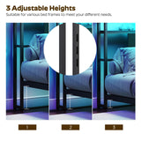 YATINEY Queen Size Headboard, Headboard with Light and Outlets, Headboard with 2 Storage Shelves, Storage Rack, Adjustable Height, Sturdy and Stable, Easy Assembly, Black YATINEY