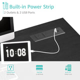 Lufeiya 39 inch Computer Desk with Power Outlet, 40 inch Teen Study Table Home Office Work Writing Desks with Charging Station Outlets Built in, Black Lufeiya