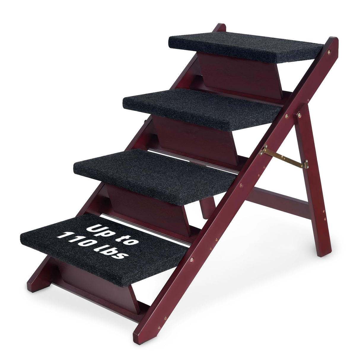 BRIKY Wooden Dog Stairs/Steps - Foldable 4 Steps Dog Steps for High Bed Couch Cars, Non-Slip Pet Stairs for Small Large Medium Dogs and Cats, No Assembly Required BRIKY