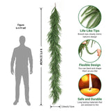 Alupssuc 9ft Artificial Christmas Garland, Real Touch Norfolk Pine Garland- Winter Pine Garland, Greenery Christmas Garland for Mantle, Table, Fireplace, Indoor, Outdoor Christmas Decorations Alupssuc