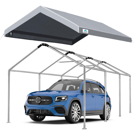 ADVANCE OUTDOOR 10x20 ft Easy-to-install Carport, Save 50% Installation Time, Heavy Duty Car Canopy Garage Boat Shelter Party Tent, Gray