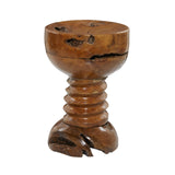 Deco 79 Teak Wood Handmade Side End Accent Table Live Edge End Table with Coiled Base, Side Table 13" x 13" x 20", Brown Deco 79