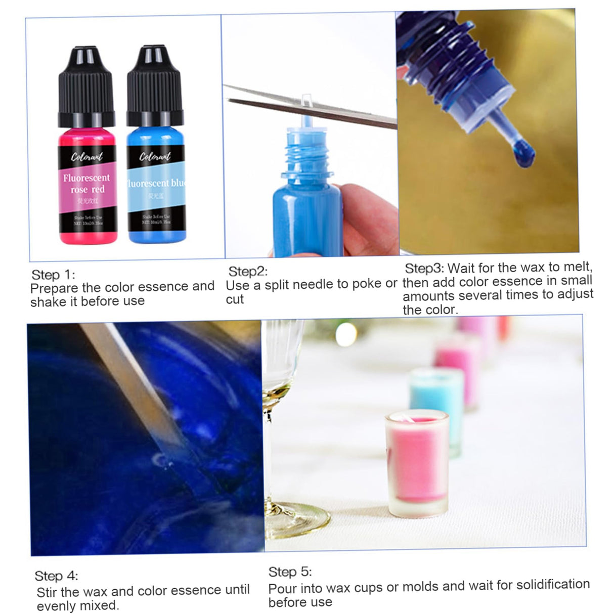 10 Colors Candle Dye, 10ml/Bottle Candle Colour Dye, Liquid Oil-Based Vivid Candle Wax Dye, Highly Concentrate Candle Making Supplies, Candle Dye for Soy Wax CUCUFA