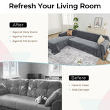 CAPALOCA Sectional Couch Covers, 2 Pieces Chenille Sofa Cover L Shaped Couch Cover Blanket for Dogs Washable Sofa Slipcovers Pet Furniture Protector (X-Large: 71" x 110" + 71" x 118", Dark Gray) CAPALOCA