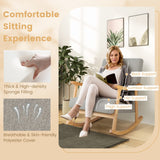 IFANNY Upholstered Rocking Chair, Modern Glider Rocker with Lumbar Pillow & Rubber Wood Legs, Wooden Recliner Rocking Accent Armchair Chair for Living Room, Bedroom, Nursery (1, Grey) IFANNY