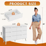 WLIVE 6 Drawer Dresser for Bedroom, 47.24'' Wide Wood Dresser, White Dresser Storage Organizer with Sturdy Metal Handle, TV Stand for 55 inch TV, Chest of Drawers for Living Room, Hallway, Closet WLIVE