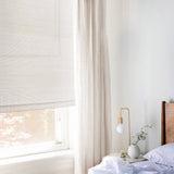 MOOD Custom Bamboo Shades | Modern | Cordless Bamboo Roman Shades for Windows and Doors (Natural Woven) | Modern White Dough (Sheer) | Custom Size Mood