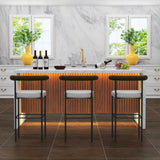 71" Large Imitation Marble Dining Table for 6-8 People, Island Table with LED Lights, Mordern Marble Stripes Kitchen Dining Table with Grille design for Dining Room, Home, Office, Living Room（white） Gyfimoie