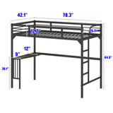 HomJoones Metal Loft Bed,Metal Twin Loft Bed Frame,Mattress Foundation,Space-Saving,Noise Free, for Adults/Teens,No Box Spring Needed,Easy Assembly,Twin (Black) HomJoones