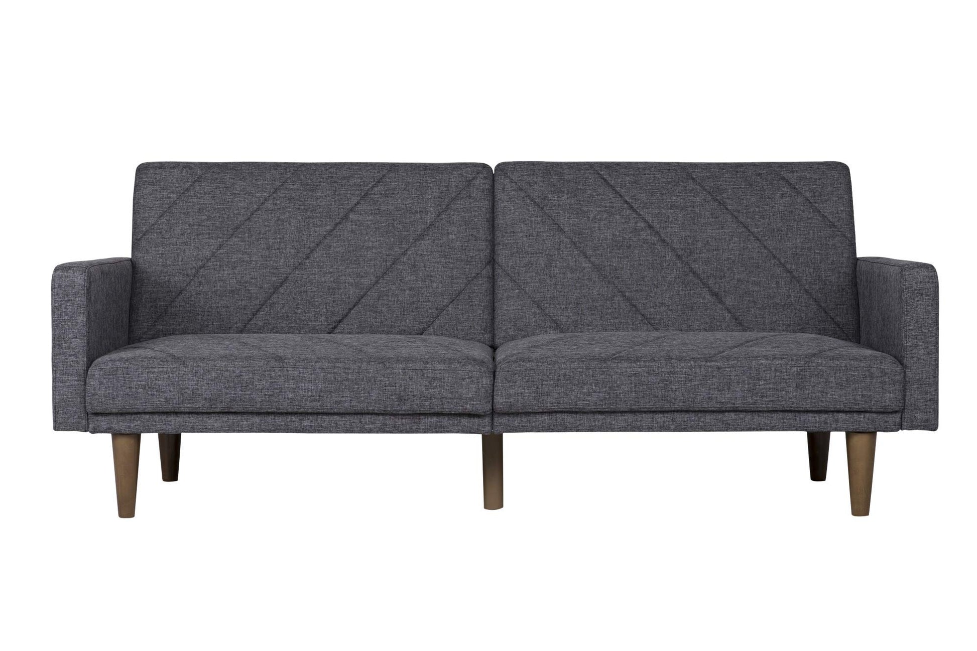 DHP Paxson 79 Inch Futon Sofa Bed, Upholstered Couch Sleeper with Diagonal Tufting, Mid-Century Modern, Gray - WoodArtSupply