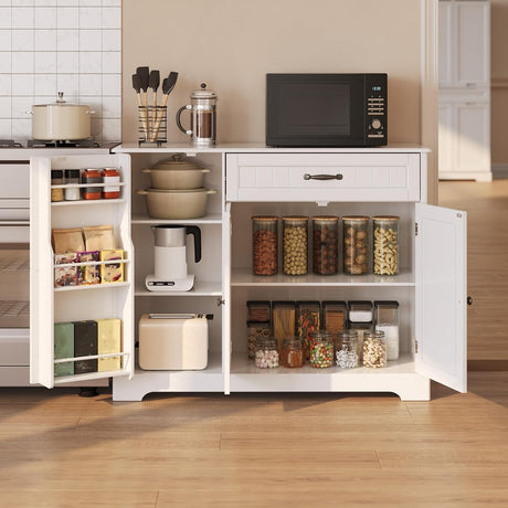 Gizoon Kitchen Sideboard Buffet Cabinet with Storage Small Coffee Bar Cabinet with Drawer, Kitchen Pantry Storage Cabinet with Door and Shelves for Bathroom and Living Room Gizoon