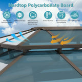 Aoxun 10'x12' Hardtop Gazebo, Outdoor Polycarbonate Double Roof Gazebo with Aluminum Frame Permanent Pavilion and Curtains & Netting for Backyard, Patio, Deck, Parties (Brown) Aoxun