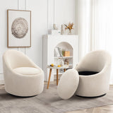 Swivel Barrel Accent Chair Set of 2, 360 Swivel with Hidden Storage, Modern Small Round Accent Chair for Living Room/Bedroom - Beige COLAMY