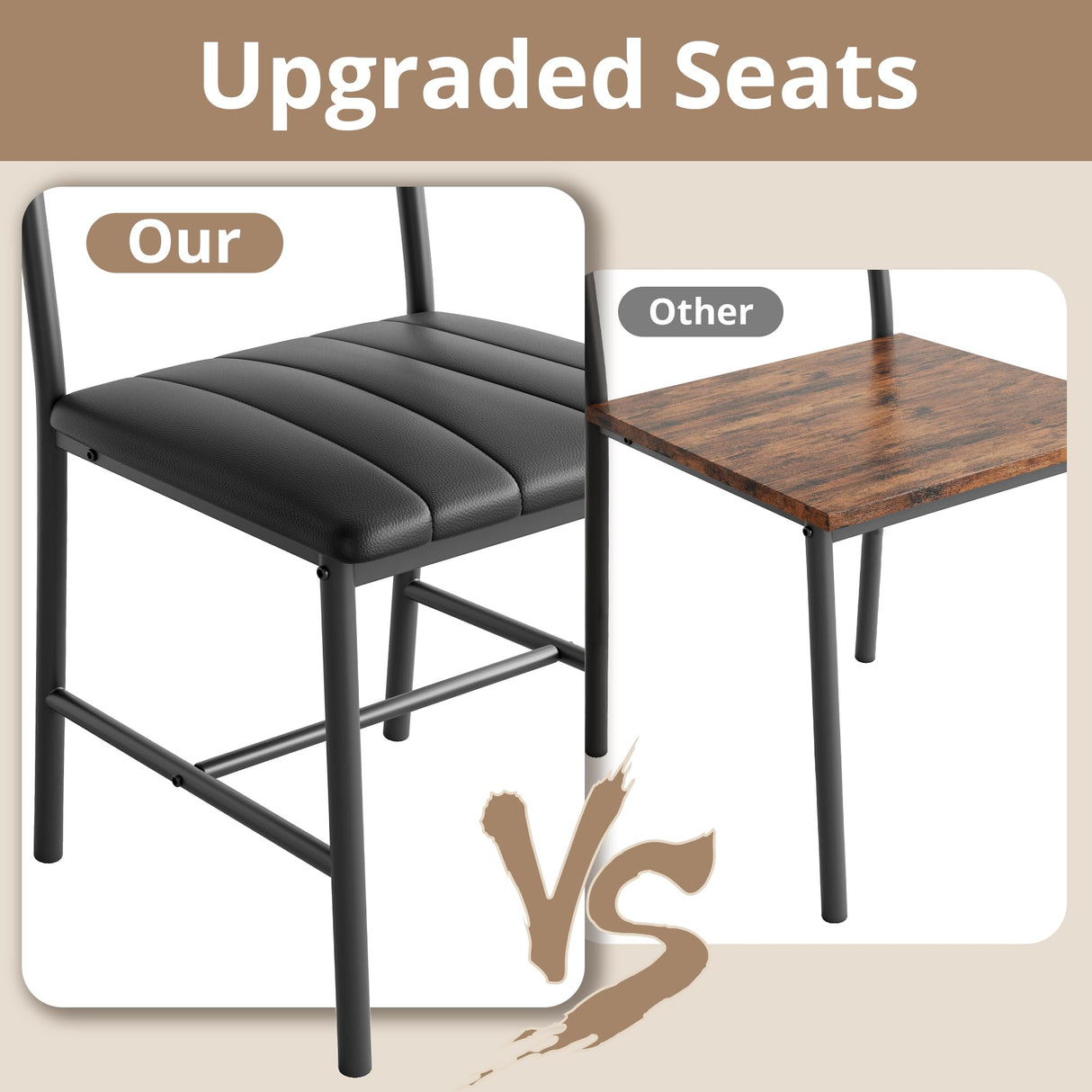 IRONCK Dining Table Set for 4, Kitchen Table with Upholstered Bench and 2 Chairs, Kitchen Table and Chairs Set for Small Space, Apartment, Rustic Brown IRONCK