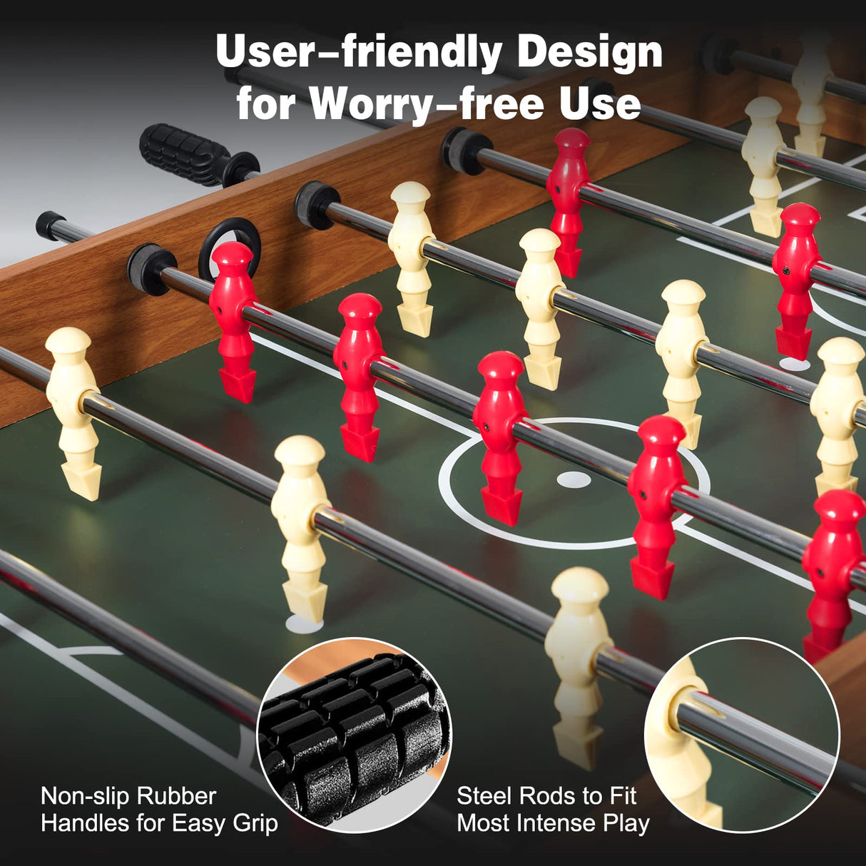 Goplus 48 Inch Game Table, 3-in-1 Combo Table Set w/Adult Size Foosball Table, Pool Table, Slide Hockey Table, Multi Game Table w/Billiard, Soccer & Hockey for Arcade, Party, Family Night, Game Room Goplus