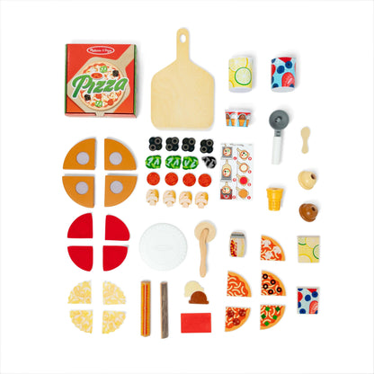 Melissa & Doug Wooden Pizza Food Truck Activity Center with Play Food, for Boys and Girls 3+ - WoodArtSupply