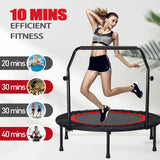 40" Foldable Mini Trampoline for Adults & Kids, Fitness Rebounder with U Shape Adjustable Foam Handle, Indoor Exercise Trampoline, Max Load 330lbs Anwick