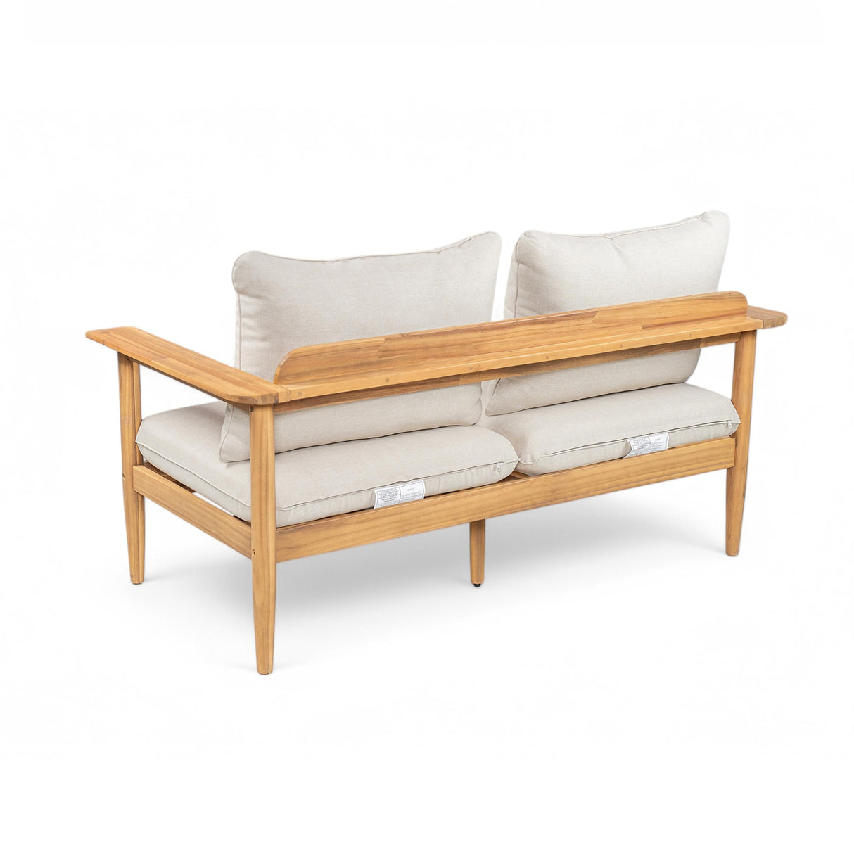 Christopher Knight Home Ordel Acacia Wood Outdoor Loveseat, Wooden Patio Loveseat Sofa, Patio Furniture 2-Seater Sofa with Removable Cushions,Comfy Lounge Sofa Outdoor for 2 People,Beige+Light Teak Christopher Knight Home
