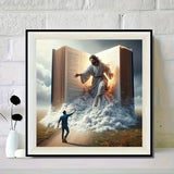 Diamond Art Painting Kits for Adults, Jesus 5D Diamond Painting Dots Art Kits for Adults Beginner, DIY Full Round Gem Crystal Art Paint by Diamond Book, Home Wall Decor 14x 14 in BYGFHLYW