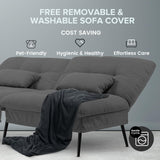 COMHOMA Convertible Sofa Bed,72″Fabric Couch with Adjustable Backrest,Loveseat Recliner Sleeper Living Room Furniture futon Set (Black) COMHOMA