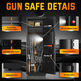 6-10 Gun Safe for Rifle and Pistols,Dual Alarm & Mute Mode Gun Cabinet with Removable Gun Racks,Fingerprint Gun Safes for Shotguns with Multi-Function Panel and Pistol Bags. Lnoauys