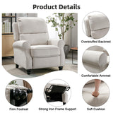 IOMOR Push Back Recliner Chair, Fabric Armchair Overstuffed Pushback Recliner, Heavy Duty Single Sofa Chair with Padded Seat Solid Wood Legs for Living Room (White) IOMOR