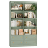 FINETONES 71" Tall Bookshelf with 4 Drawers, 6-Tier Double Wide Bookshelves and Bookcases with Storage, Green Bookshelf Large Open Bookshelves Standing Book Cabinet for Home Office FINETONES