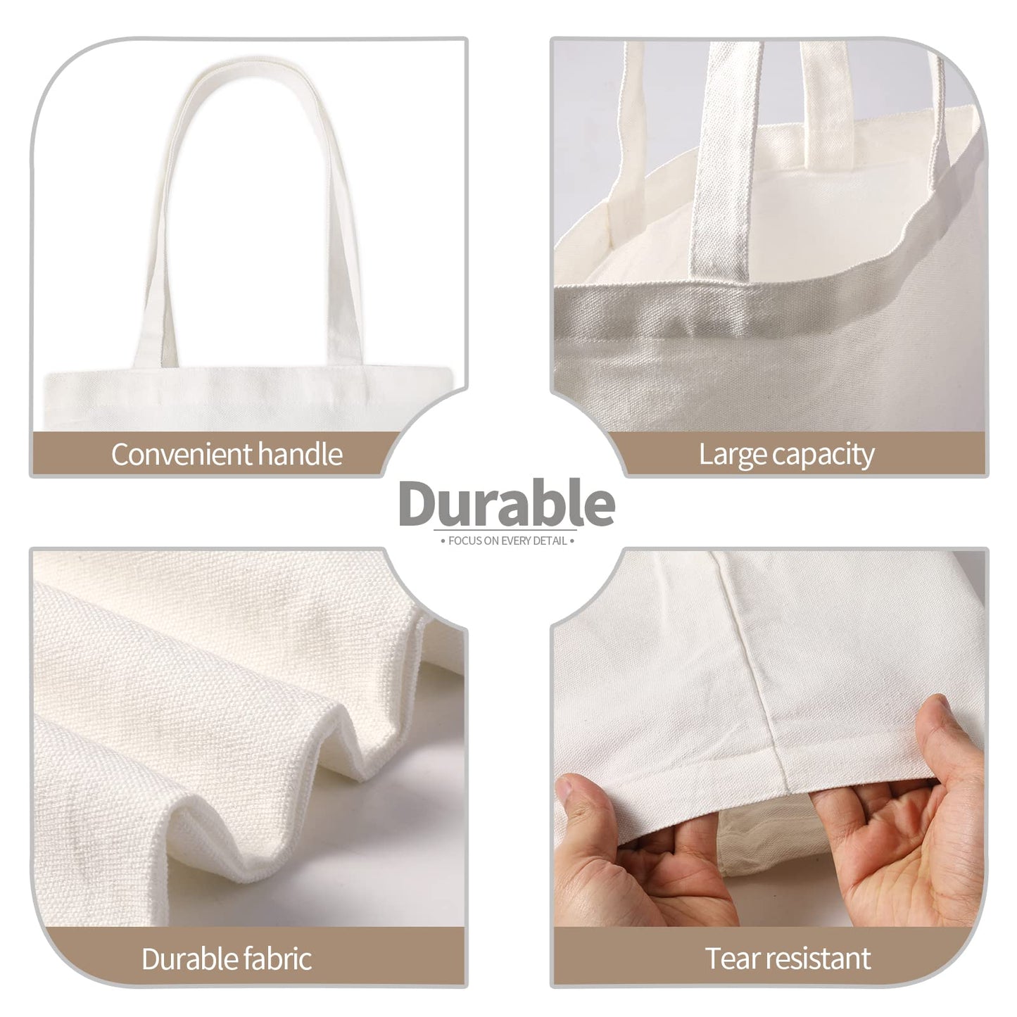 YOUKE OLA 10 Pieces Sublimation Tote Bags Printing Blank Canvas Tote Bags Reusable Washable Polyester Grocery Bags for Decorating and DIY Crafting White (10)