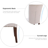 COLAMY Upholstered Parsons Dining Chairs Set of 4, Fabric Dining Room Kitchen Side Chair with Nailhead Trim and Wood Legs - Beige COLAMY