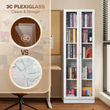 Alvisyd 5 Tier Metal Curio Cabinets, Modern Bookshelf Cabinet with 4 Adjustable Shelves, Cabinet Display Case for Home Office, Living Room, Pantry (White-23.54W) Alvisyd