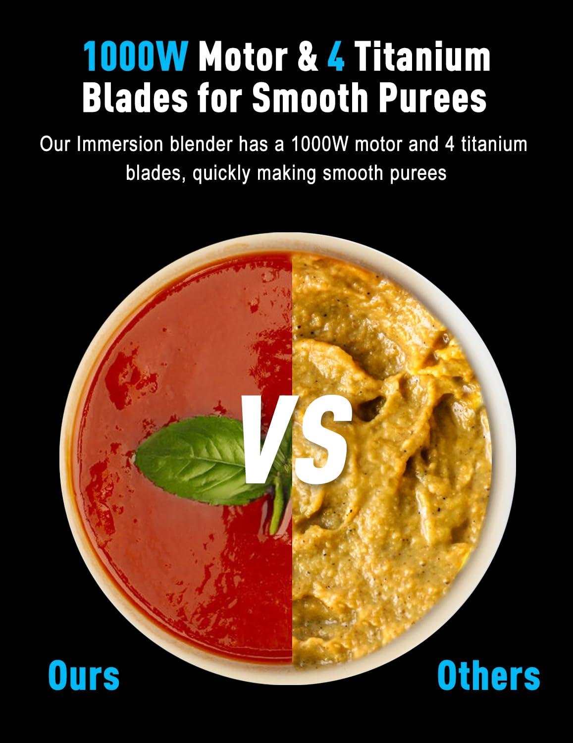 1000W Powerful Immersion Blender handheld, 2024 New Update Hand Blender with 25-Speed, Scratch-Resistant Hand Mixer with Heavy-Duty Copper Brushless Motor and Gift Box SHEANLAH