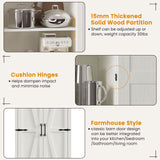 Teekyooly 70" Tall Kitchen Pantry, Farmhouse Storage Cabinet with 2 Barn Doors and 5 Adjustable Shelves, Rustic Wood Cupboard for Kitchen, Dining Room, Bathroom, Off White Teekyooly