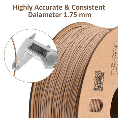 CCTREE Wood PLA Filament 1.75mm, 3D Printer PLA Plus(PLA+) with Real Wood Fiber Wood Texture Filament, Dimensional Accuracy +/- 0.02mm, 1kg Spool(2.2lbs), Fit Most FDM 3D Printers, Wood Walnut