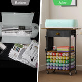 Lyuwanxian Craft Organizers and Storage Cart: Craft Room Cart for Organizing Cutting Accessories and Machine, Vinyl Roll Storage and Organization Holder, Heat Press Stand Table with Wheels Lyuwanxian
