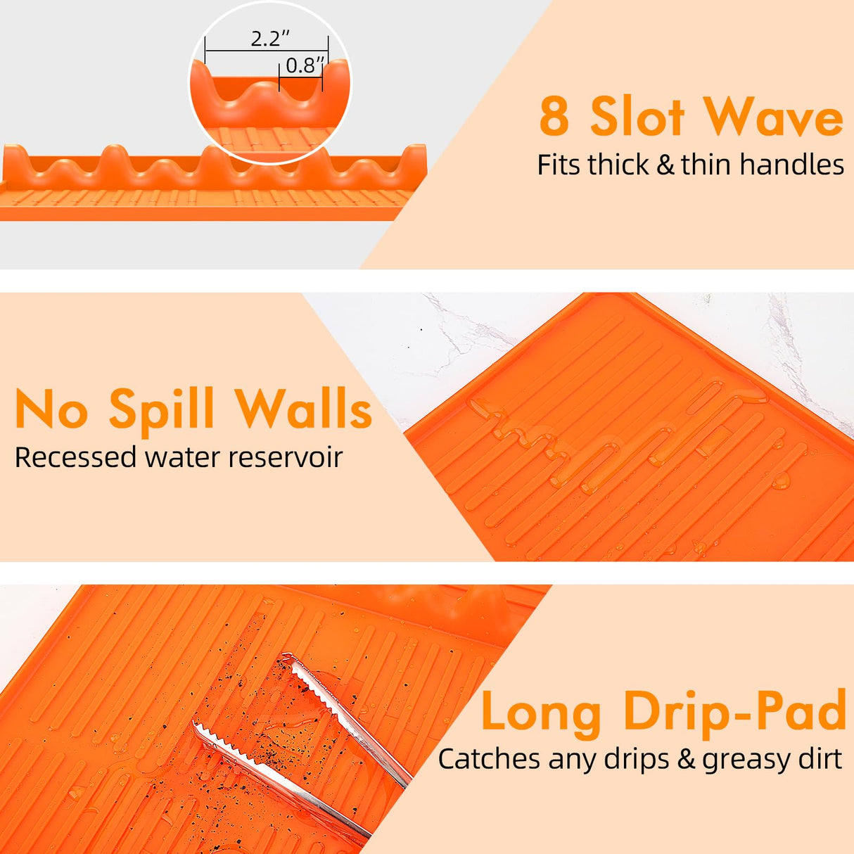 Griddle Mat Compatible with Blackstone, Silicone Grill Tools Mat with Drip Pad, Spatula Mat for Outdoor Grill, Side Shelf Mat Grill Pad (Orange) Bolycen