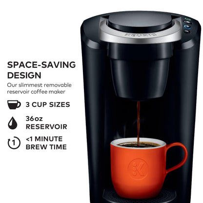 Keurig K-Compact Single-Serve K-Cup Pod Coffee Maker, with 3 Brew Sizes, Smart Start Feature, 36oz Removable Reservoir, Black