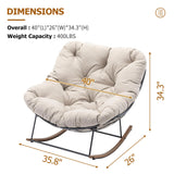 AIDEHO Outdoor Patio Rocking Chair, Oversized Papasan Chair with Cushion and Frame, Comfy Modern Rocker Egg Chair for Living Room, Garden Backyard，Beige AIDEHO